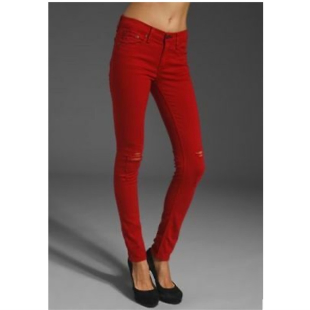 Rag and Bone distressed skinny jeans red brick color sz29